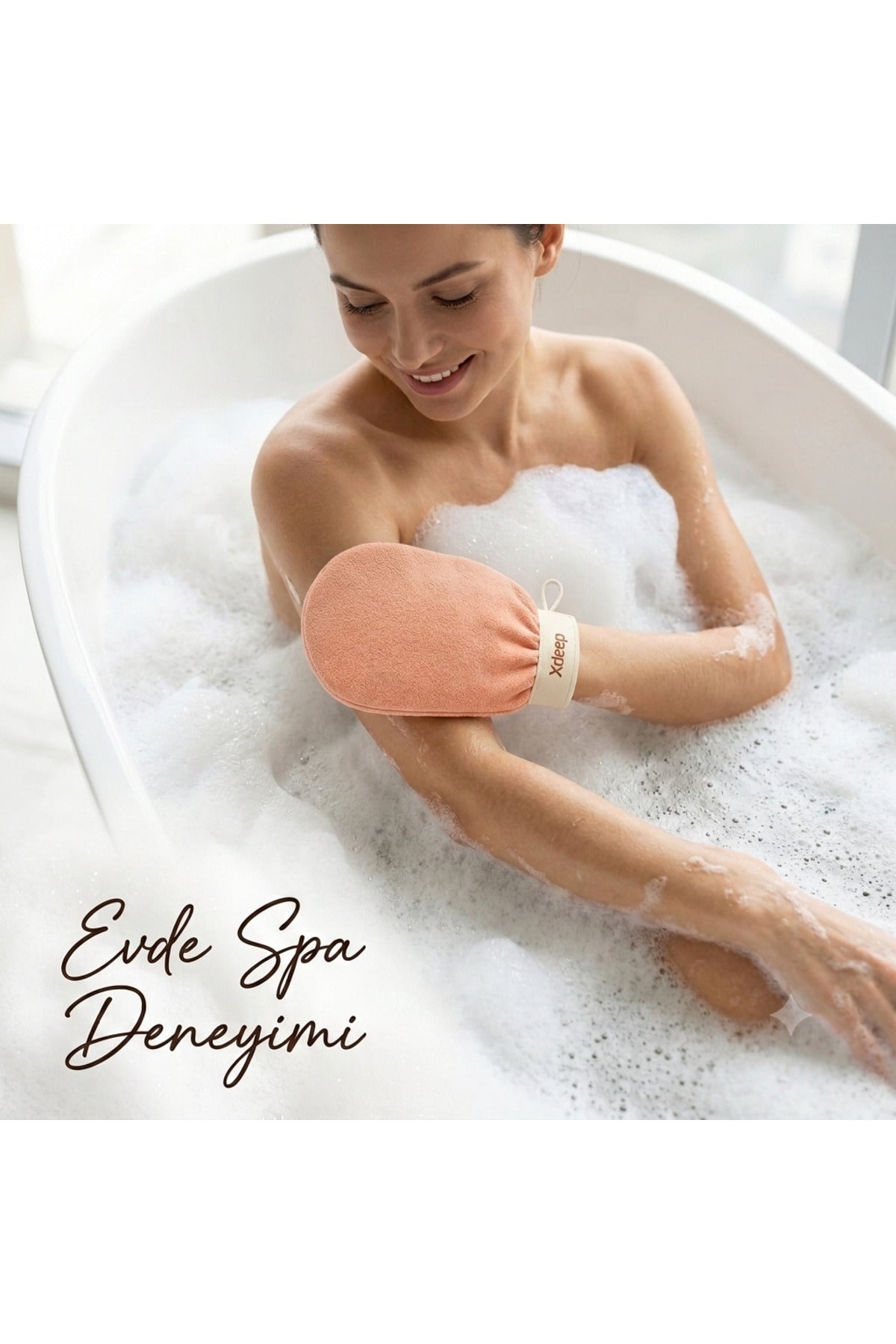 1 Adet Kore Peeling Eldiveni, Ölü Deri Temizleyici Vücut Peeling Eldiveni, Banyo ve Duş İçin, Fas Peeling Eldiveni, Unisex (Pudra)