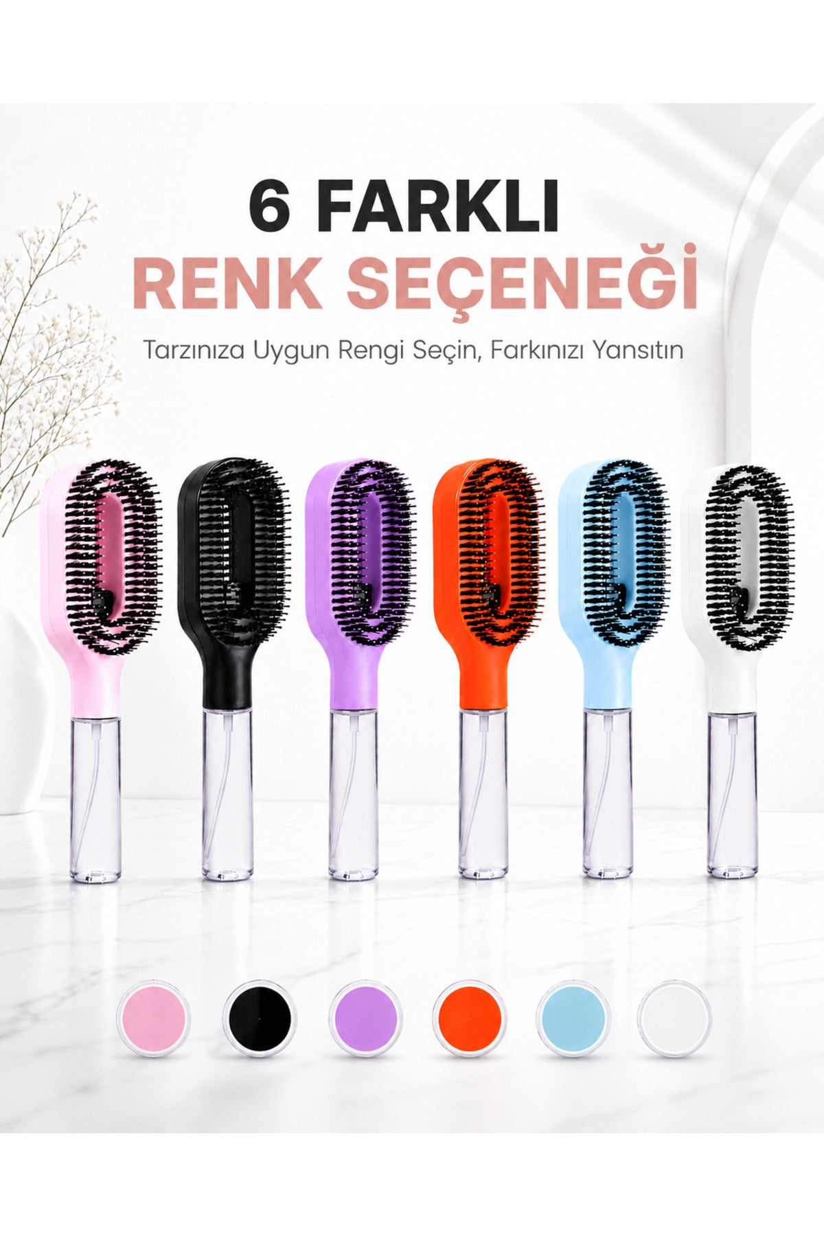 Su Hazneli Saç Tarağı – Spreyli Dolaşık Saç Açıcı Tarak,Spreyli Tarak,50 ml Su Hazneli, Elektriklenme Karşıtı, Islak ve Kuru Kullanım, Tüm Saç Tipleri İçin 1 Adet