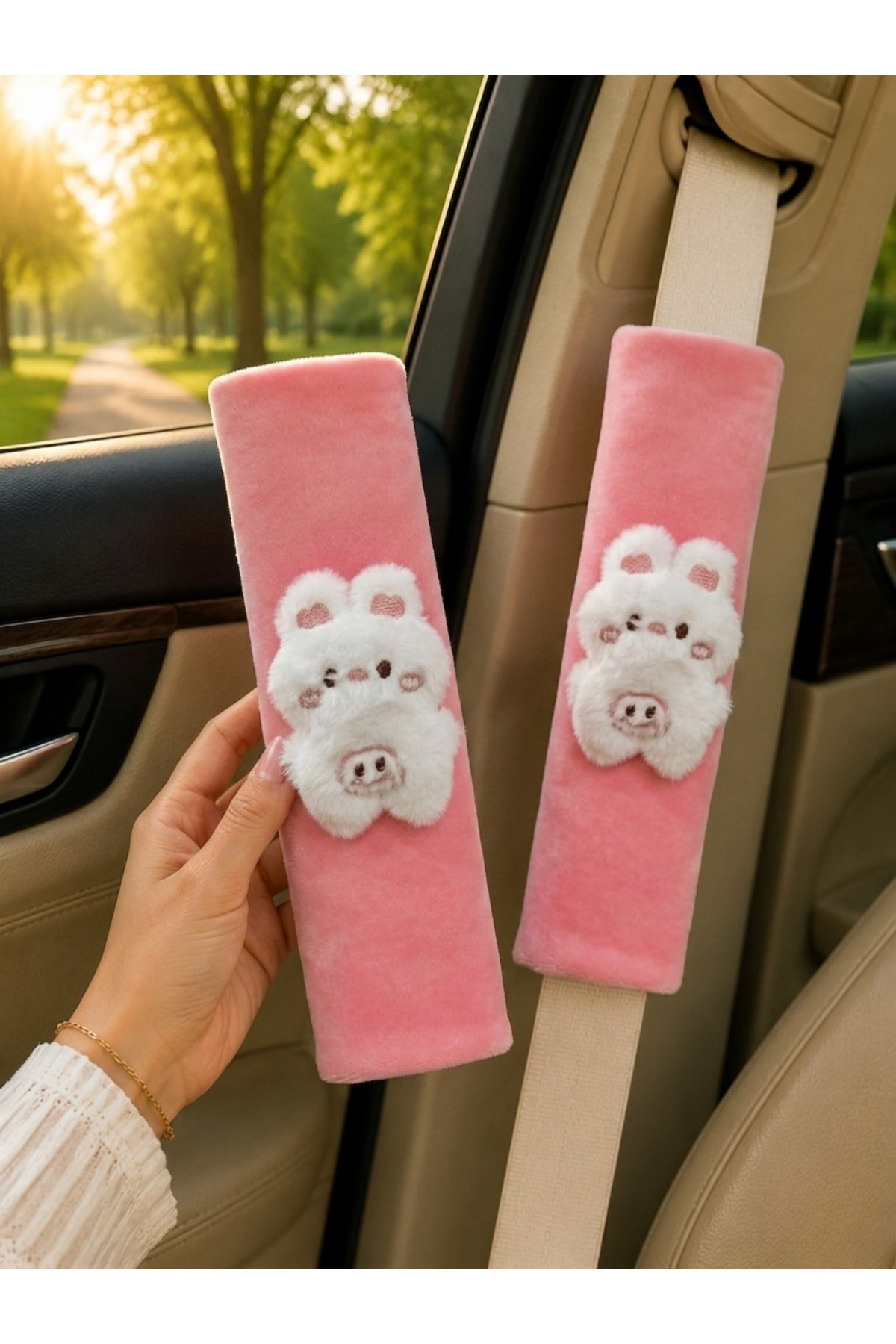 Tavşcancık Pembe Emniyet Kemeri Aksesuarı - Emniyet Kemeri Kılıfı - Araç Emniyet Kemeri Omuz Koruyucu 1 Adet
