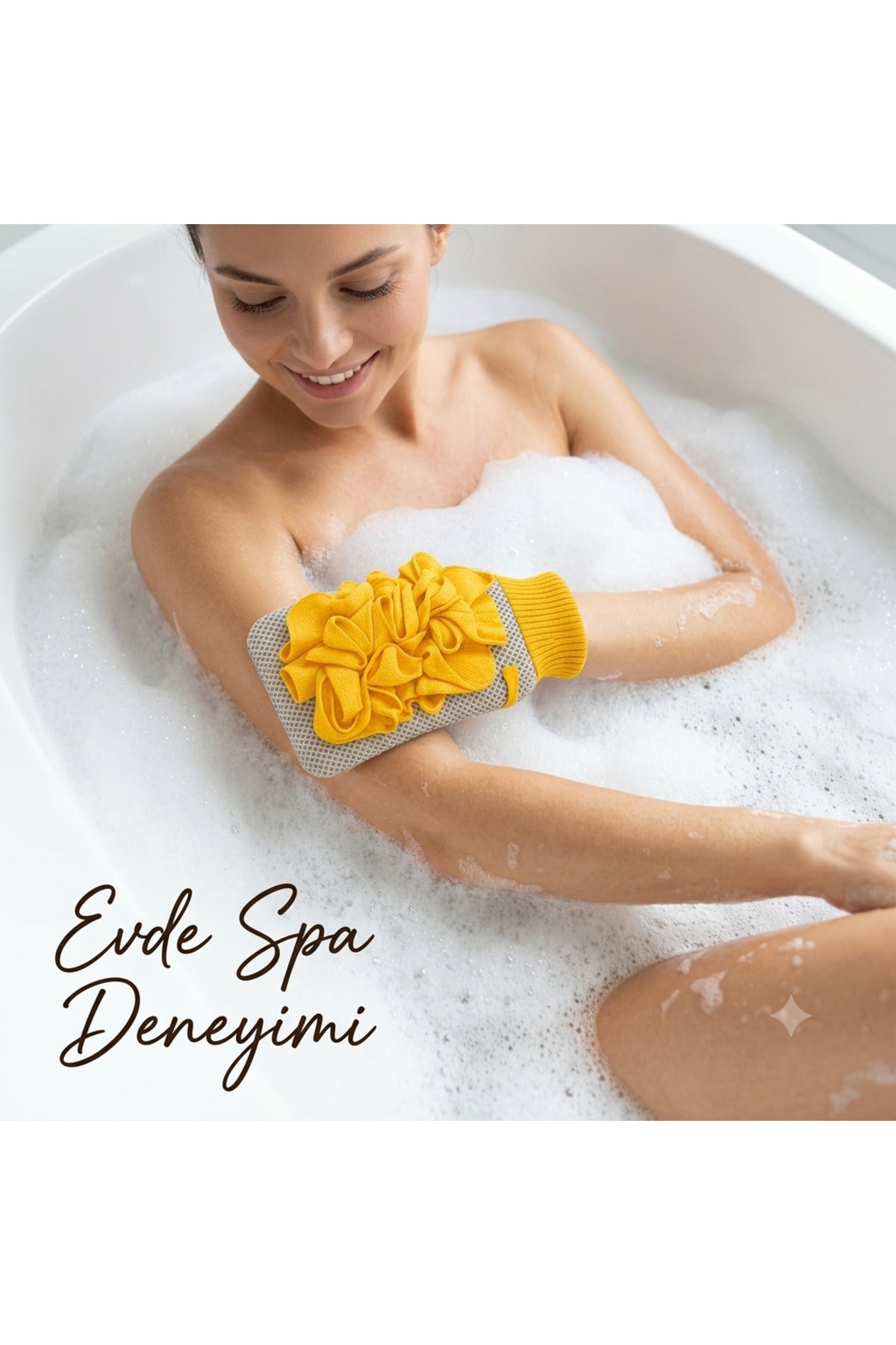 1 Adet Sarı Premium Banyo Duş Kesesi Peeling Eldiveni %100 Natural Normal Ciltler Için