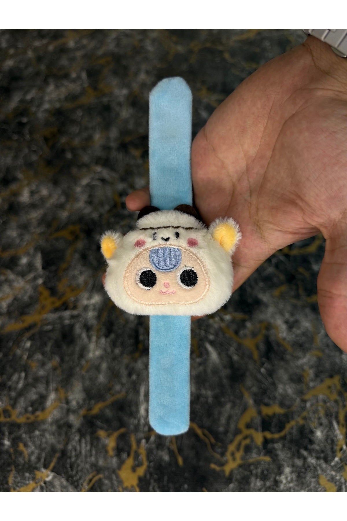 Ay Tavşanı Peluş Bileklik Oyuncak – Bileğe Vurunca Sarılan Slap Bileklik, Çok Amaçlı Saç Tokası Beyaz