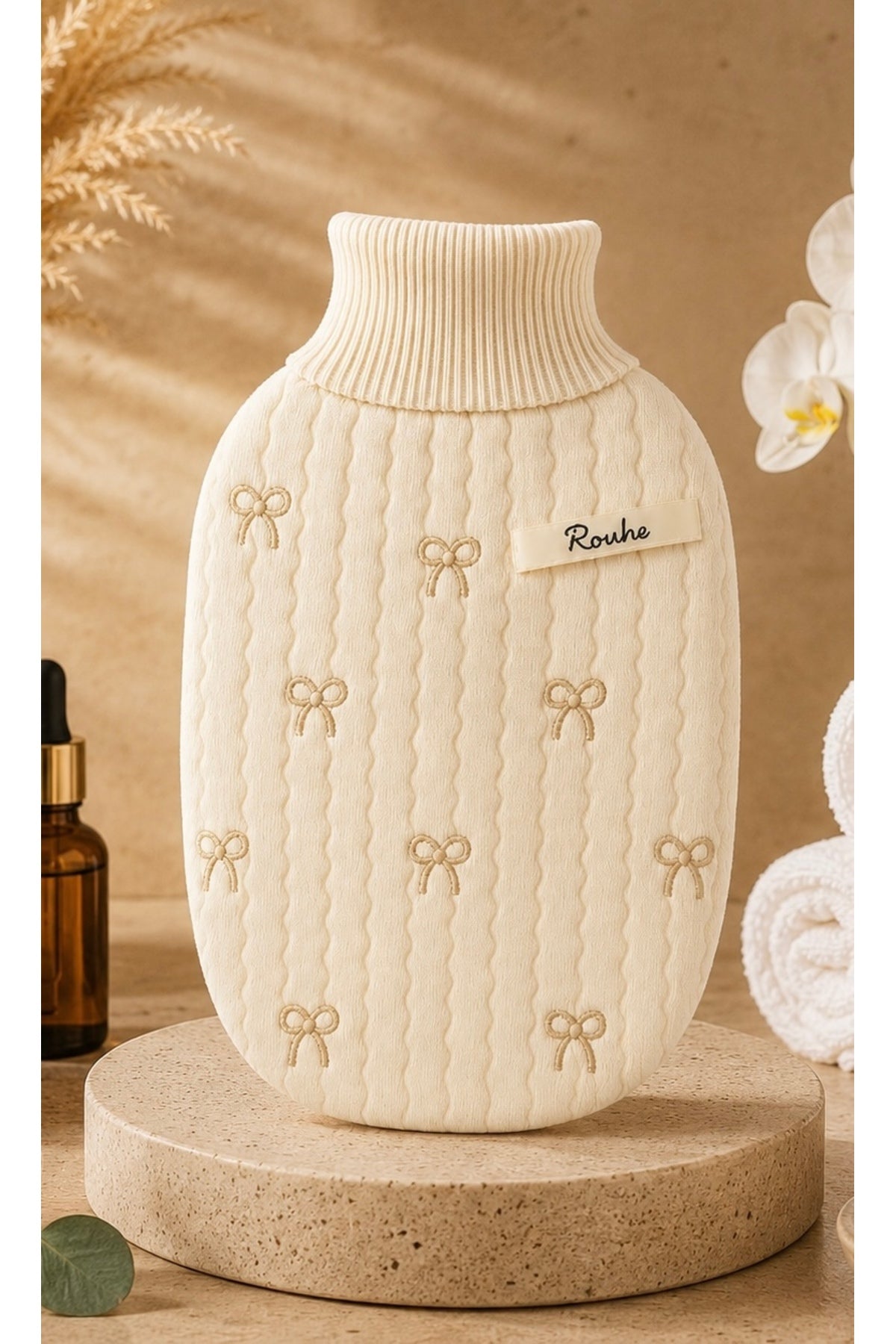 1 Adet Ekru Premium Banyo Duş Kesesi Peeling Eldiveni %100 Natural Normal Ciltler Için
