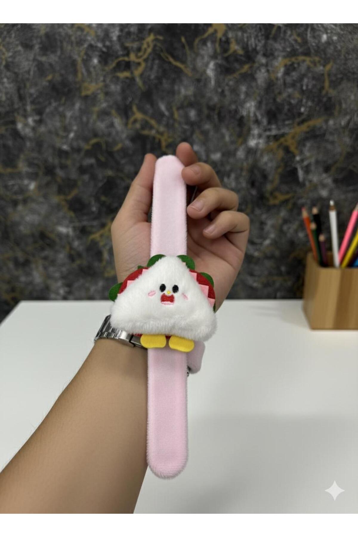 Taco Toka Peluş Bileklik Oyuncak – Bileğe Vurunca Sarılan Slap Bileklik, Çok Amaçlı Saç Tokası