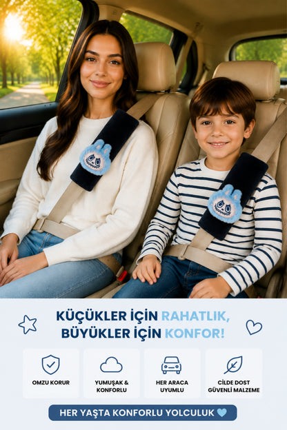 Bunny Siyah Emniyet Kemeri Aksesuarı - Emniyet Kemeri Kılıfı-Araç Emniyet Kemeri Omuz Koruyucu 1 adet