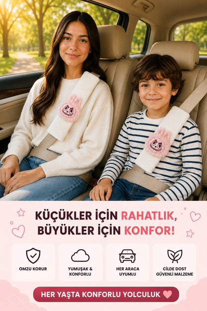 Bunny Pembe Emniyet Kemeri Aksesuarı - Emniyet Kemeri Kılıfı-Araç Emniyet Kemeri Omuz Koruyucu 1 Adet