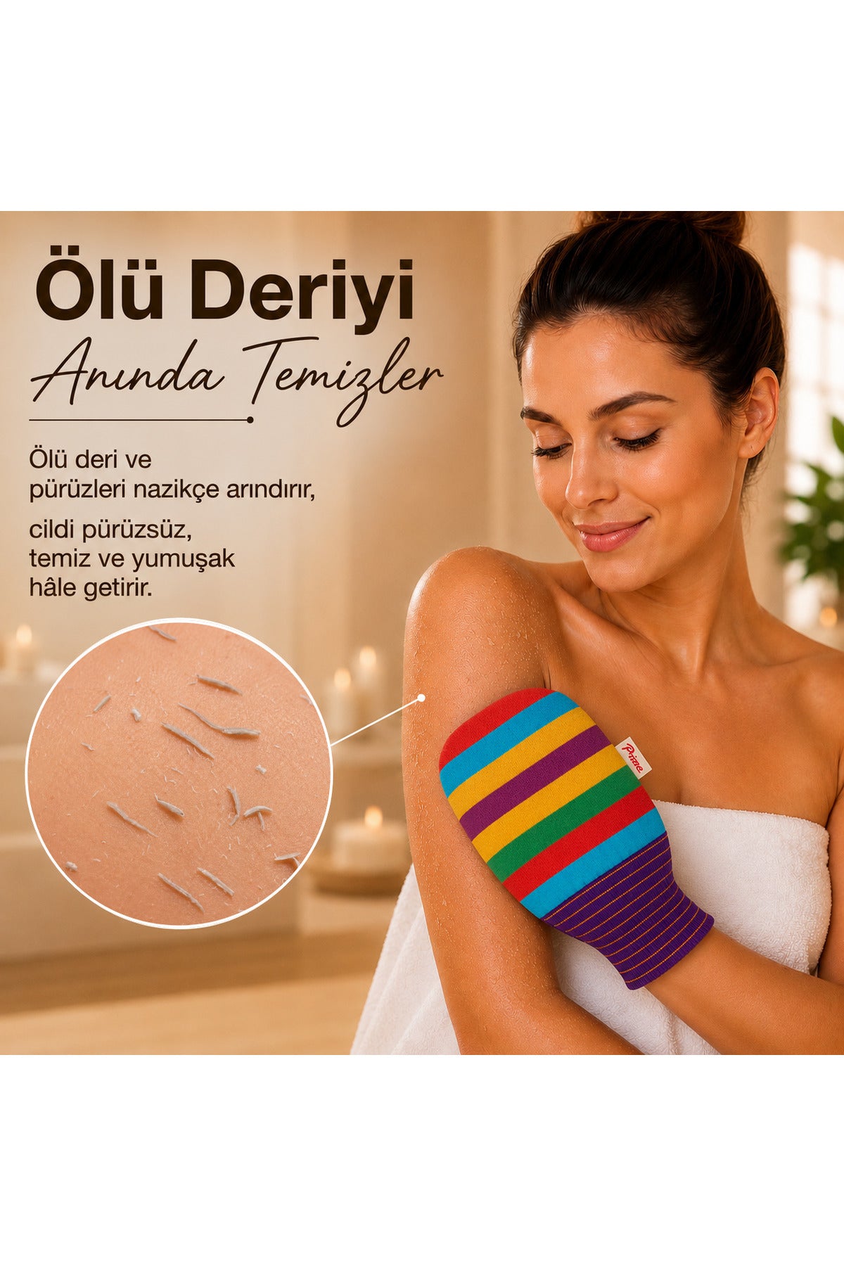 1 Adet Premium Banyo Duş Kesesi Peeling Eldiveni %100 Natural Normal Ciltler Için