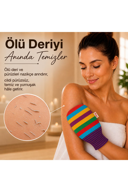 1 Adet Premium Banyo Duş Kesesi Peeling Eldiveni %100 Natural Normal Ciltler Için