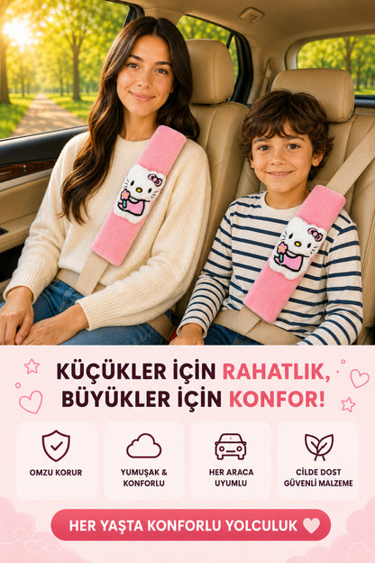 Pofuduk Pembe Emniyet Kemeri Aksesuarı - Emniyet Kemeri Kılıfı - Araç Emniyet Kemeri Omuz Koruyucu 1 Adet