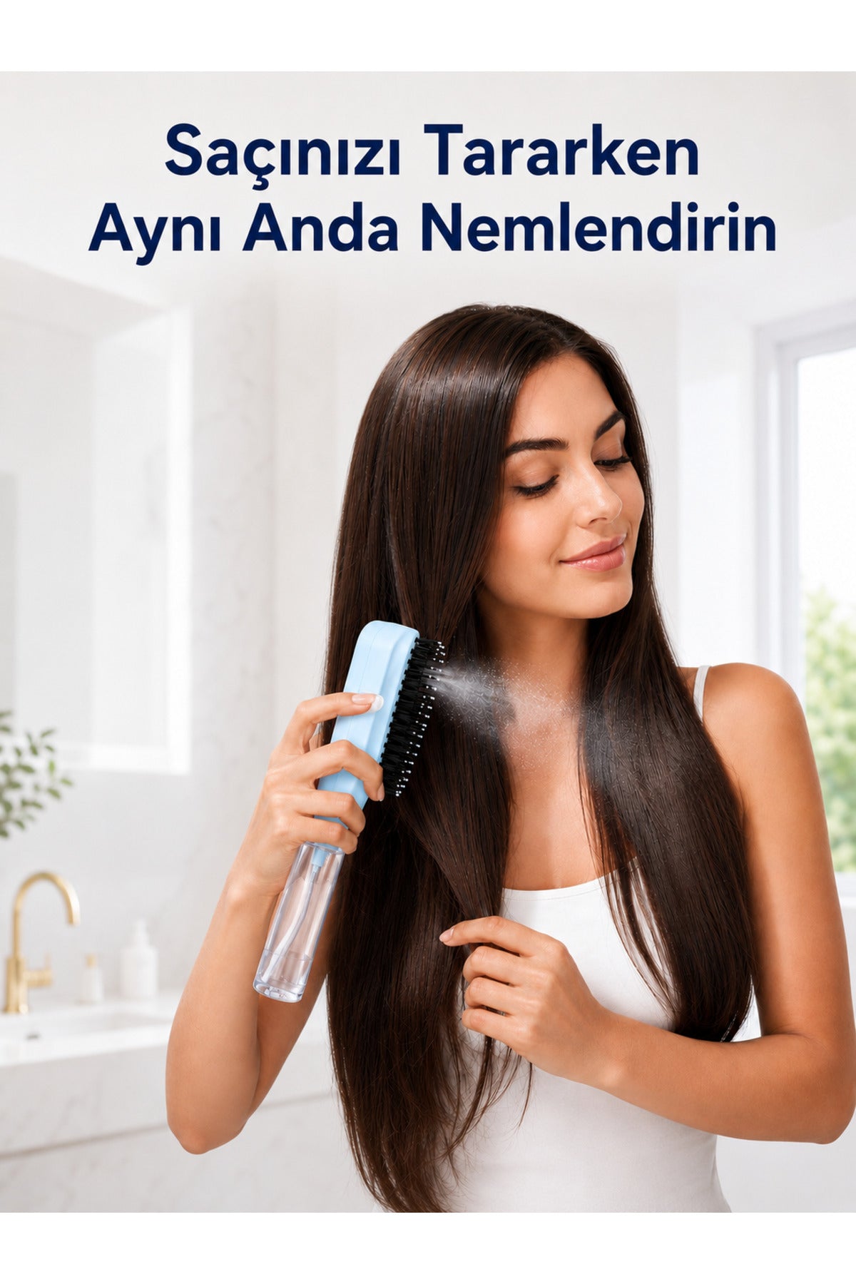 Su Hazneli Saç Tarağı – Spreyli Dolaşık Saç Açıcı Tarak,Spreyli Tarak,50 ml Su Hazneli, Elektriklenme Karşıtı, Islak ve Kuru Kullanım, Tüm Saç Tipleri İçin 1 Adet