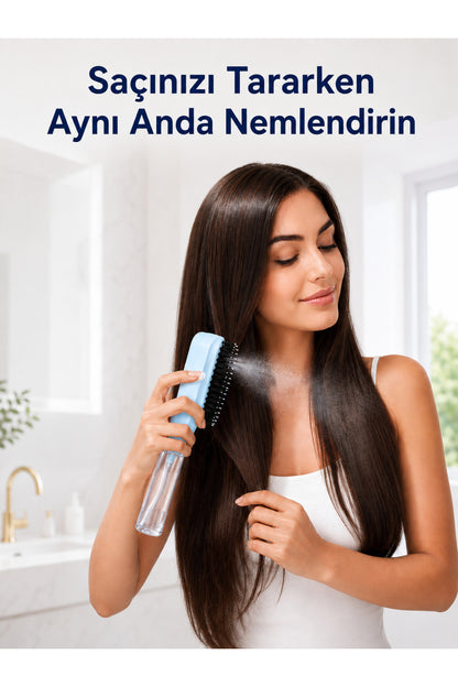 Su Hazneli Saç Tarağı – Spreyli Dolaşık Saç Açıcı Tarak,Spreyli Tarak,50 ml Su Hazneli, Elektriklenme Karşıtı, Islak ve Kuru Kullanım, Tüm Saç Tipleri İçin 1 Adet