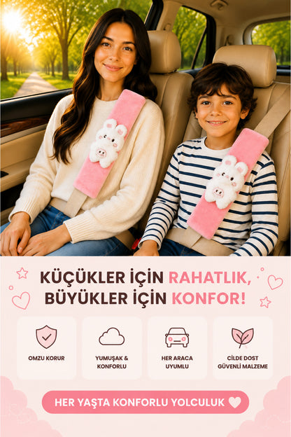 Tavşcancık Pembe Emniyet Kemeri Aksesuarı - Emniyet Kemeri Kılıfı - Araç Emniyet Kemeri Omuz Koruyucu 1 Adet