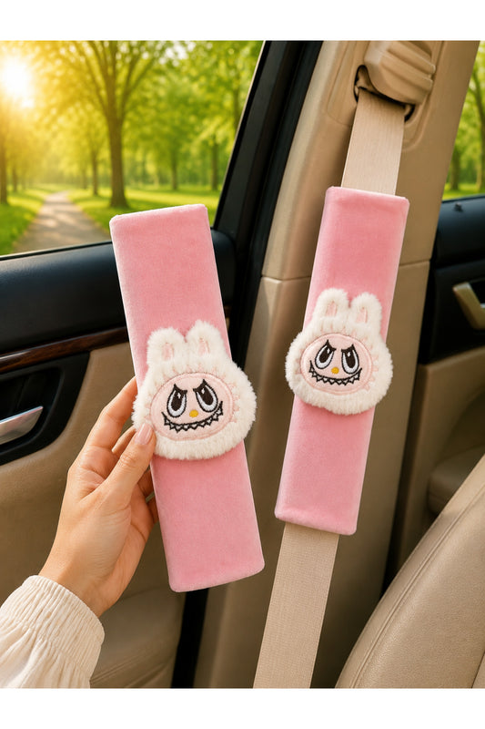 Bunny Pembe Emniyet Kemeri Aksesuarı - Emniyet Kemeri Kılıfı - Araç Emniyet Kemeri Omuz Koruyucu 1 Adet