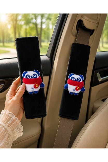 Panda Siyah Emniyet Kemeri Aksesuarı - Emniyet Kemeri Kılıfı-Araç Emniyet Kemeri Omuz Koruyucu 1 Adet
