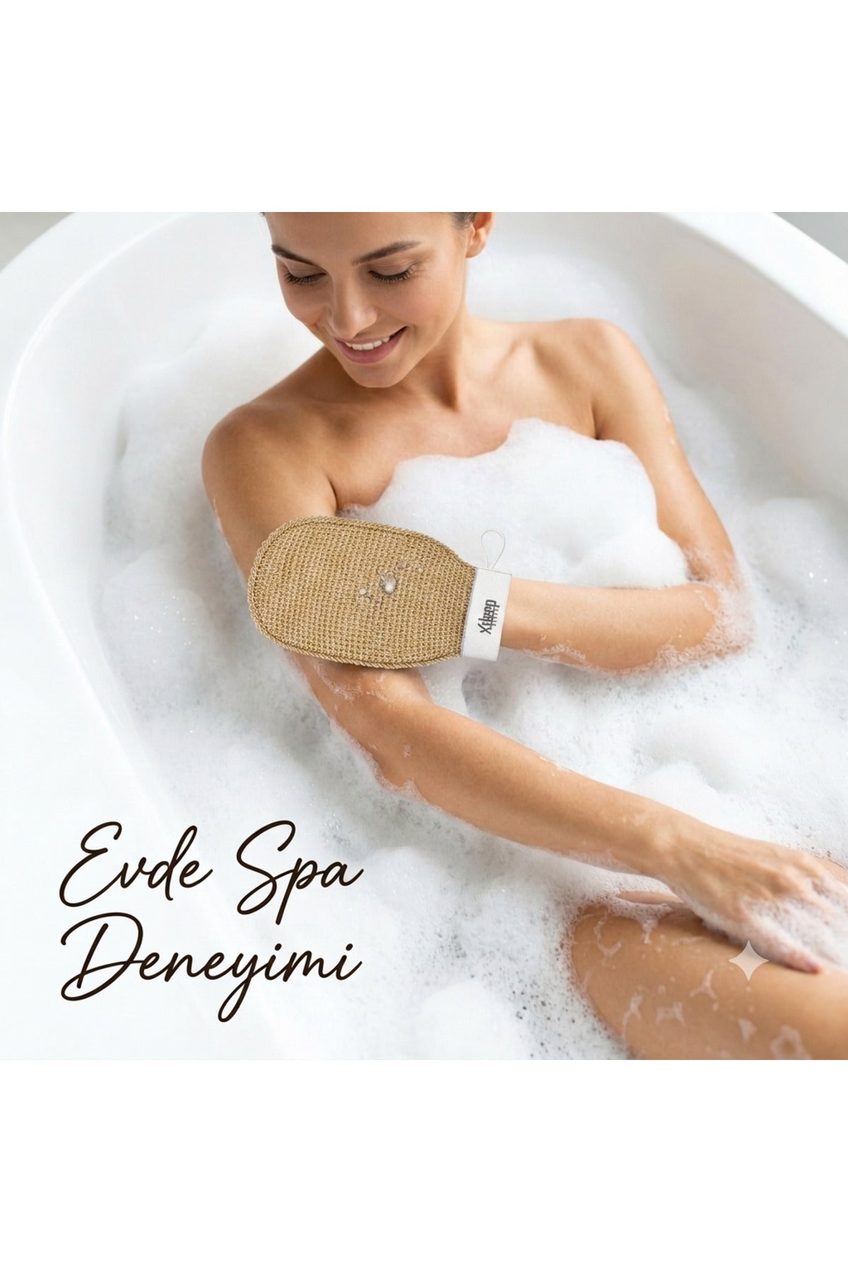 1 Adet Bej Premium Banyo Duş Kesesi Peeling Eldiveni %100 Natural Normal Ciltler Için