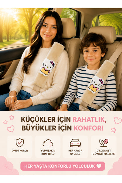 Pofuduk Bej Emniyet Kemeri Aksesuarı - Emniyet Kemeri Kılıfı-Araç Emniyet Kemeri Omuz Koruyucu 1 adet