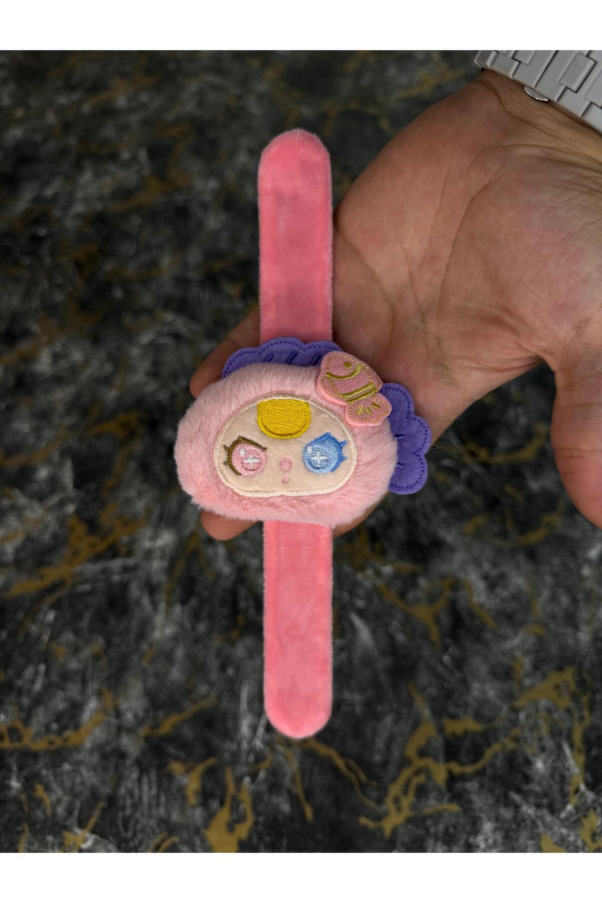 Ay Tavşanı Kola Sarılan Ay Tavşanı Bileklik Oyuncak - Saç Tokası Çok Amaçlı Aksesuar Pembe