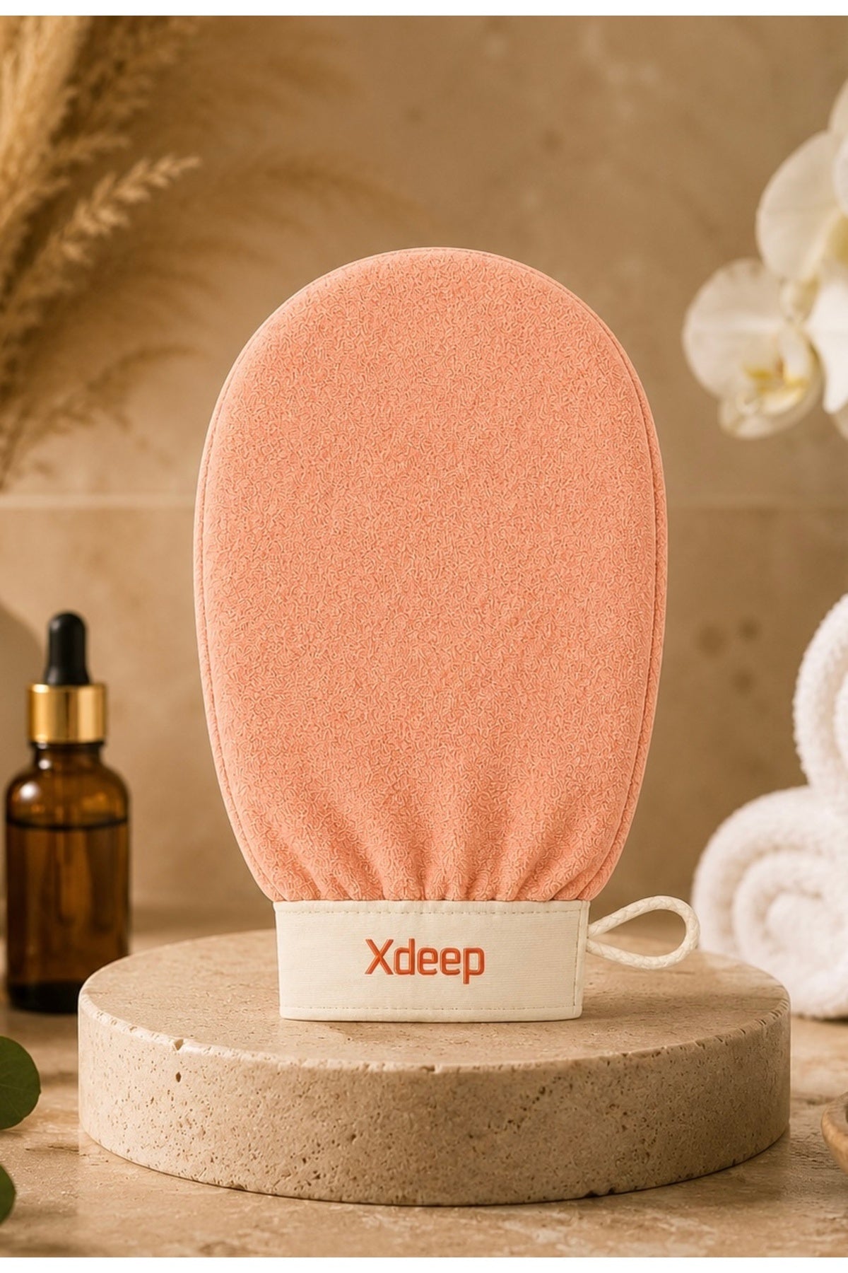 1 Adet Kore Peeling Eldiveni, Ölü Deri Temizleyici Vücut Peeling Eldiveni, Banyo ve Duş İçin, Fas Peeling Eldiveni, Unisex (Pudra)