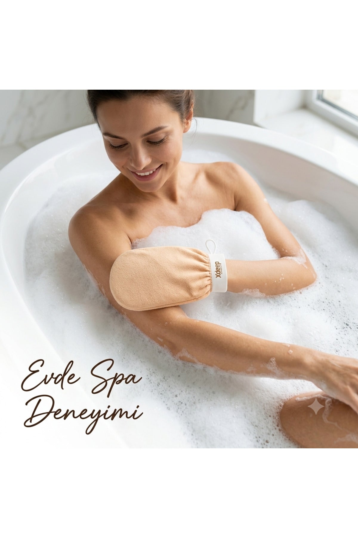 1 Adet Kore Peeling Eldiveni, Ölü Deri Temizleyici Vücut Peeling Eldiveni, Banyo ve Duş İçin, Fas Peeling Eldiveni, Unisex (Bej)