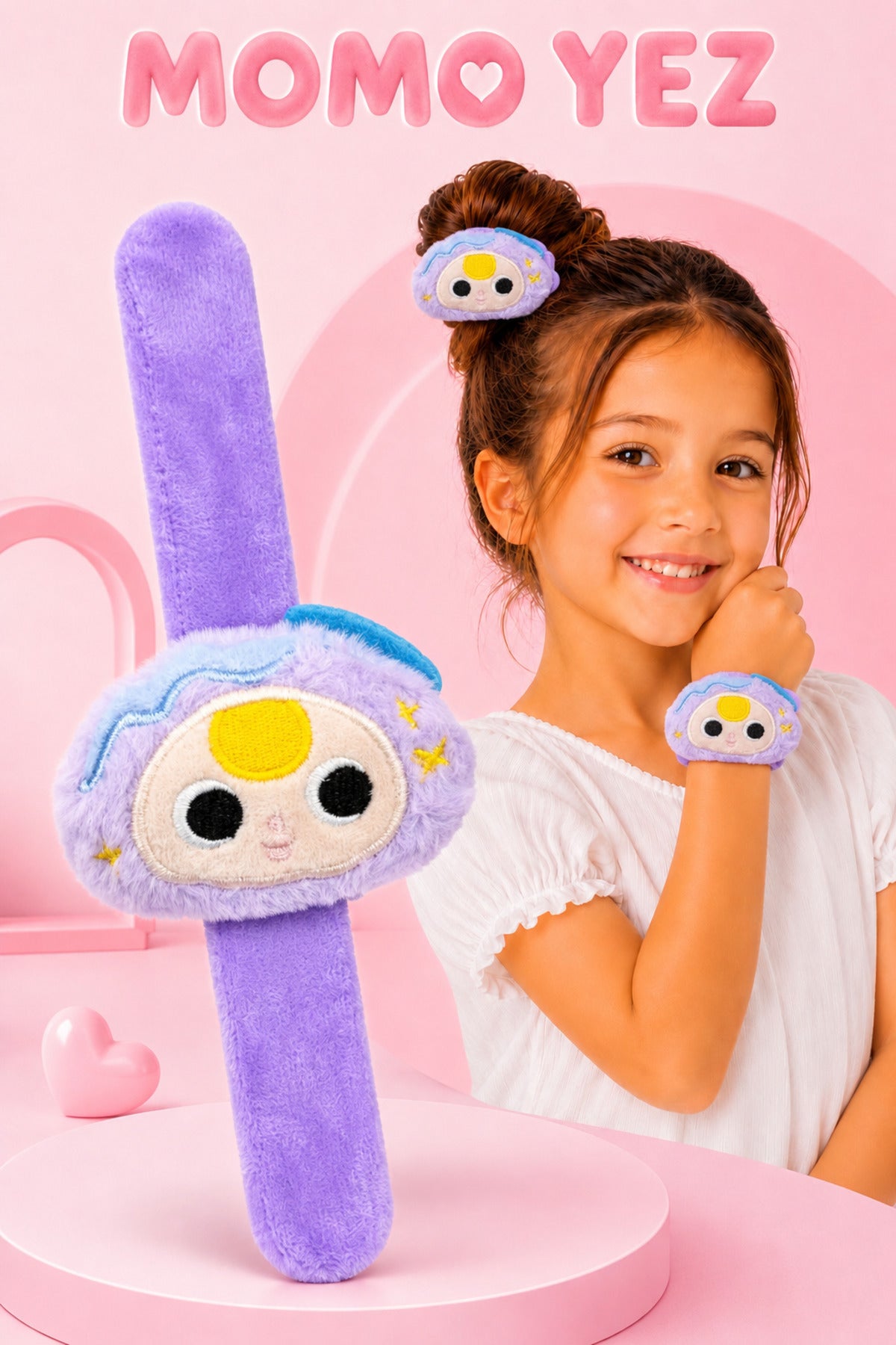 Lily Peluş Bileklik Oyuncak – Bileğe Vurunca Sarılan Slap Bileklik, Çok Amaçlı Saç Tokası