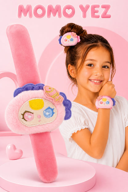 Ay Tavşanı Kola Sarılan Ay Tavşanı Bileklik Oyuncak - Saç Tokası Çok Amaçlı Aksesuar Pembe