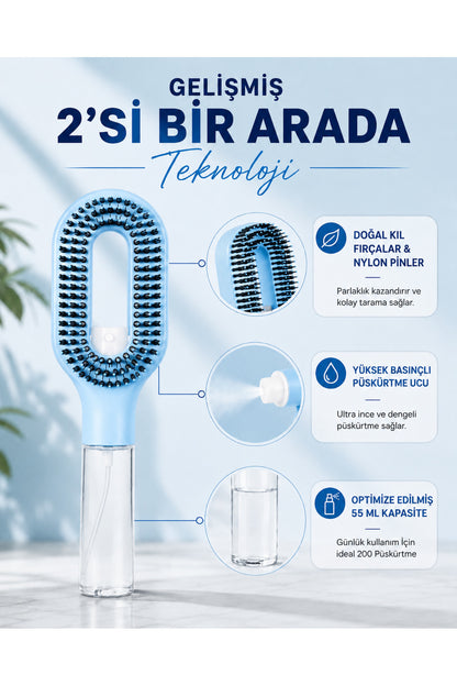 Su Hazneli Saç Tarağı – Spreyli Dolaşık Saç Açıcı Tarak,Spreyli Tarak,50 ml Su Hazneli, Elektriklenme Karşıtı, Islak ve Kuru Kullanım, Tüm Saç Tipleri İçin 1 Adet