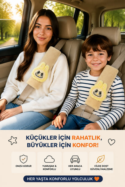 Bunny Sarı Emniyet Kemeri Aksesuarı - Emniyet Kemeri Kılıfı - Araç Emniyet Kemeri Omuz Koruyucu 1 Adet