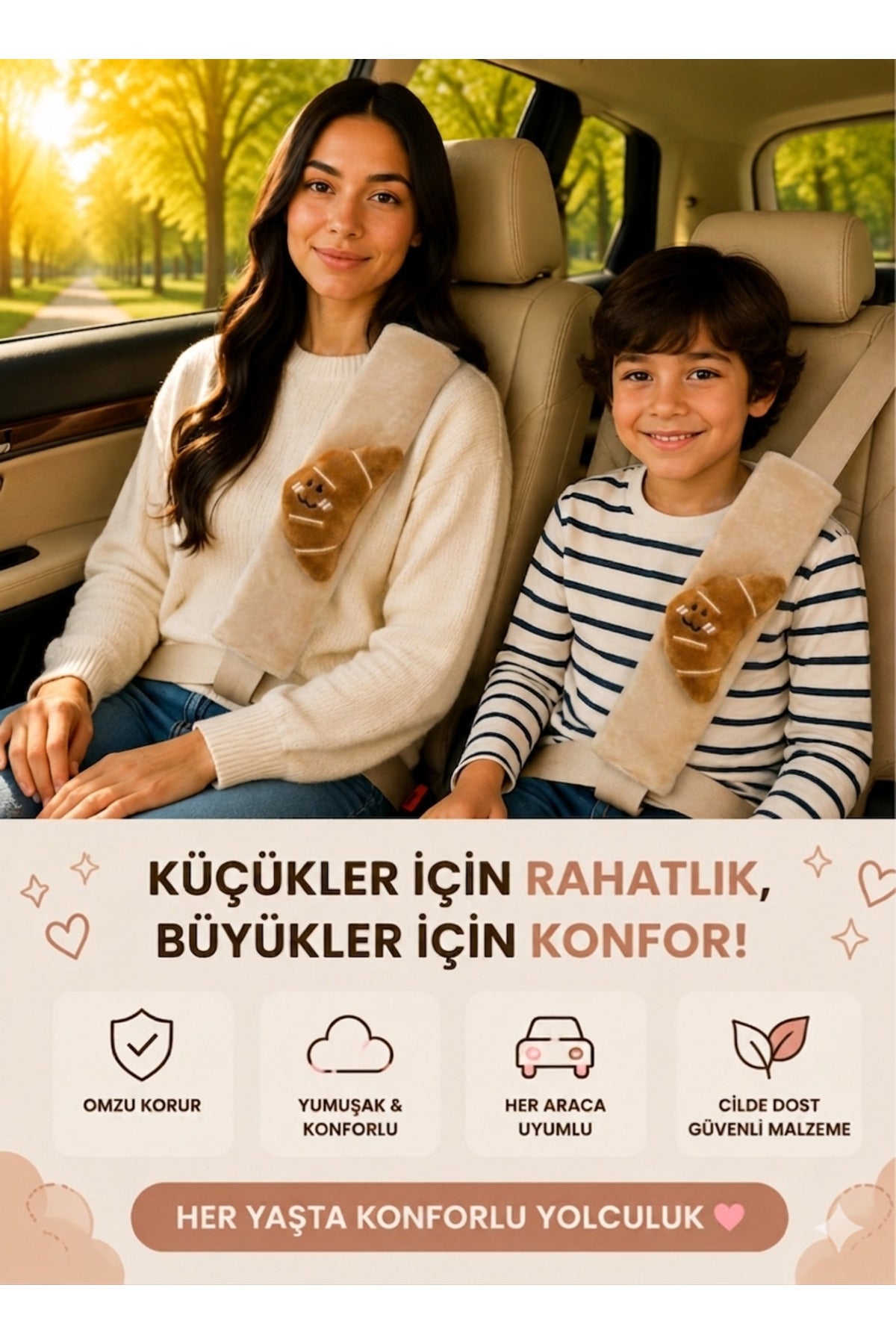Kruvi Emniyet Kemeri Aksesuarı - Emniyet Kemeri Kılıfı - Araç Emniyet Kemeri Omuz Koruyucu 1 Adet