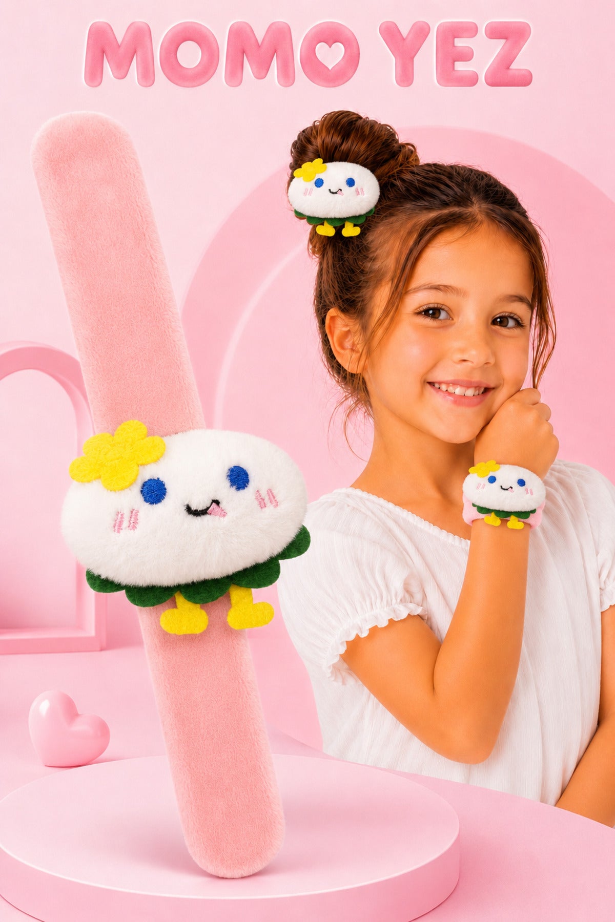 Mochi Peluş Bileklik Oyuncak – Bileğe Vurunca Sarılan Slap Bileklik, Çok Amaçlı Saç Tokası