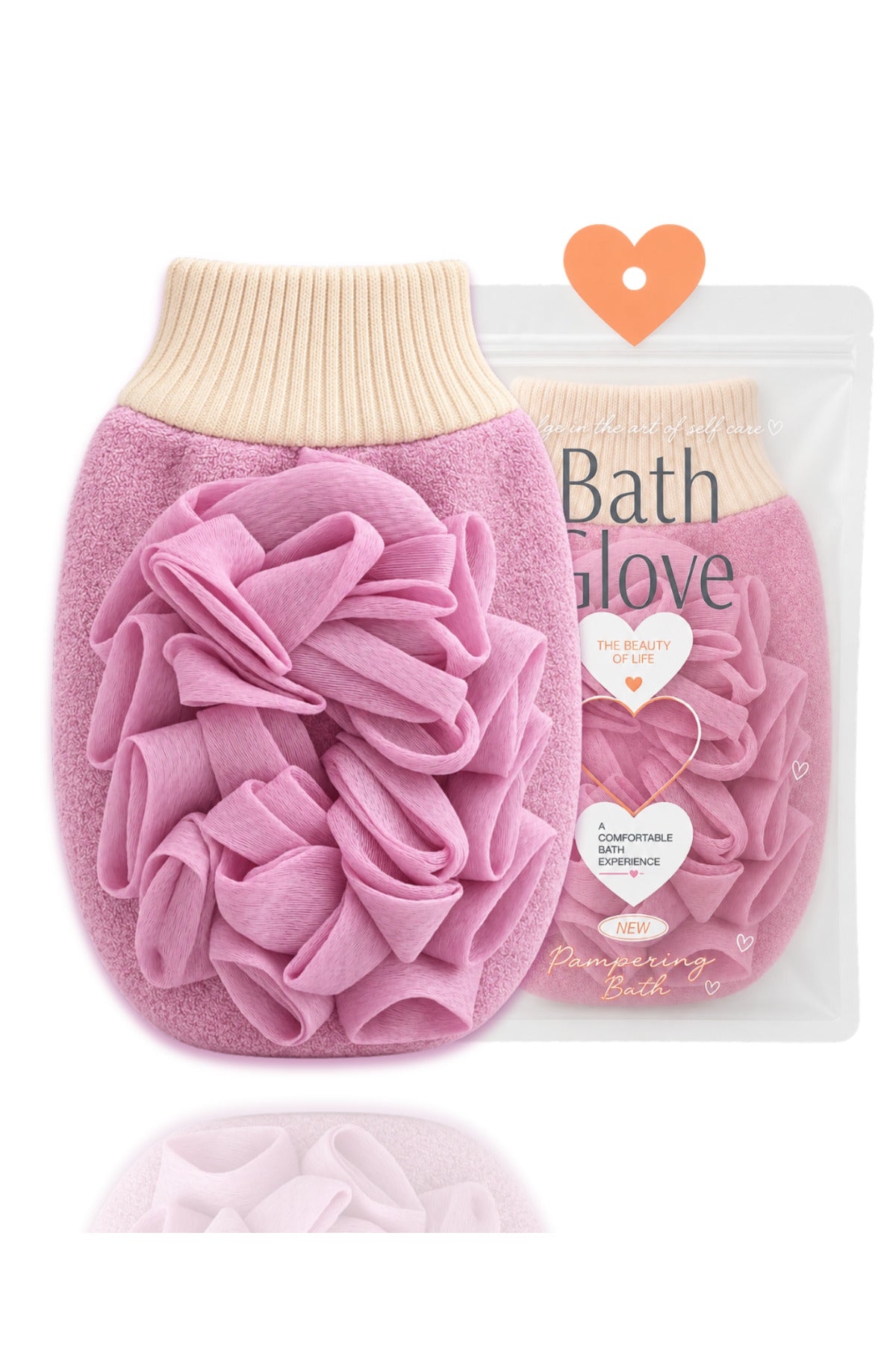 1 Adet Pembe Premium Banyo Duş Kesesi Peeling Eldiveni %100 Natural Normal Ciltler Için