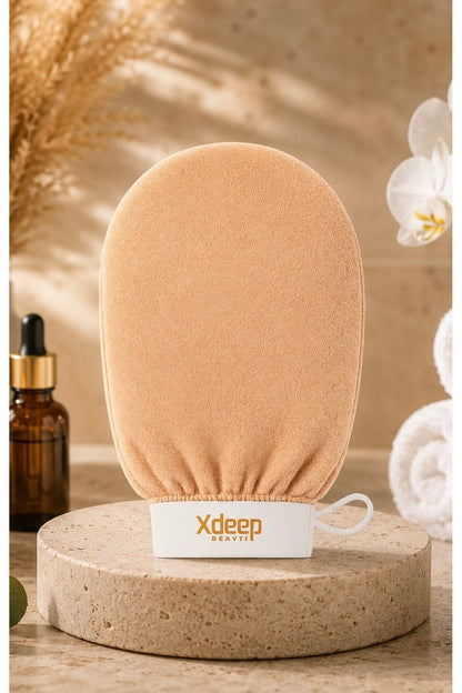 1 Adet Kore Peeling Eldiveni, Ölü Deri Temizleyici Vücut Peeling Eldiveni, Banyo ve Duş İçin, Fas Peeling Eldiveni, Unisex (Bej)