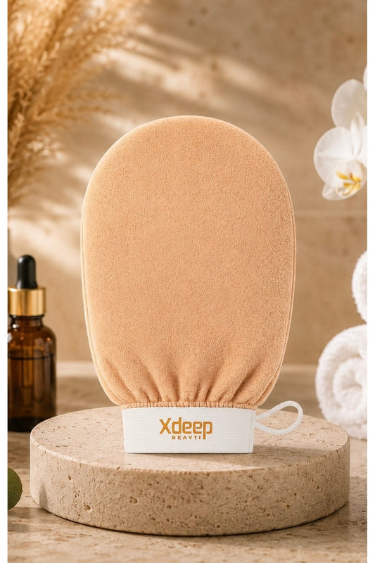 1 Adet Kore Peeling Eldiveni, Ölü Deri Temizleyici Vücut Peeling Eldiveni, Banyo ve Duş İçin, Fas Peeling Eldiveni, Unisex (Bej)
