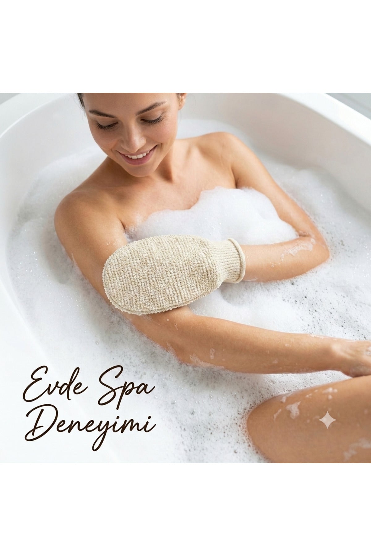 %100 Doğal Peeling Etkili Banyo Kesesi Sert Masaj Eldiveni Batık Karşıtı Lif (Beyaz)