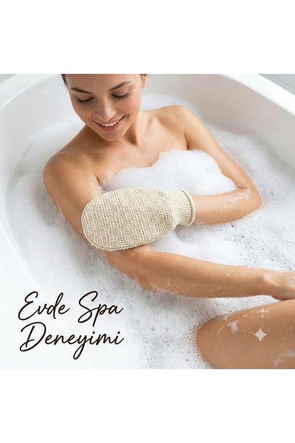 %100 Doğal Peeling Etkili Banyo Kesesi Sert Masaj Eldiveni Batık Karşıtı Lif (Beyaz)