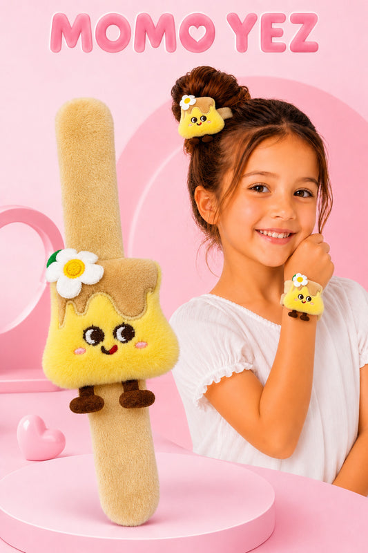 Puding Peluş Bileklik Oyuncak – Bileğe Vurunca Sarılan Slap Bileklik, Çok Amaçlı Saç Tokası